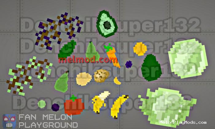 Pack for vegetables and fruits Mod for Melon playground