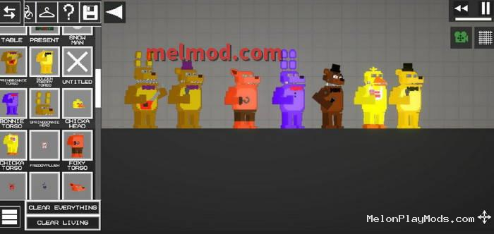 Fredbear's Family Diner Characters Mod for Melon playground