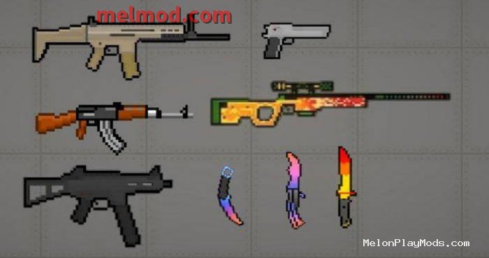 Weapons from the game Block strike Mod for Melon playground