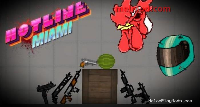 A pack of weapons from the game Hotline Miami Mod for Melon playground